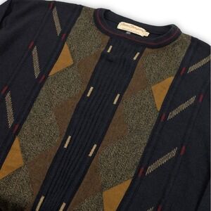 Vintage Norm‎ Thompson Sweater Mens XL Wool Blend 90s Cosby Chunky Grandpa